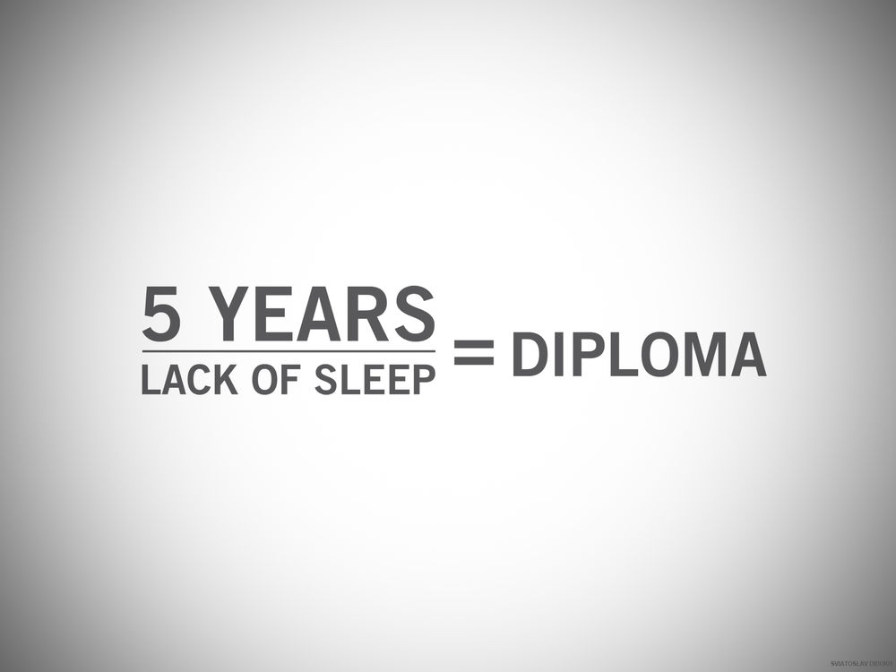 Обои для рабочего стола '5 years + lack of sleep = diploma' / '5 лет + недостаток сна = диплом'