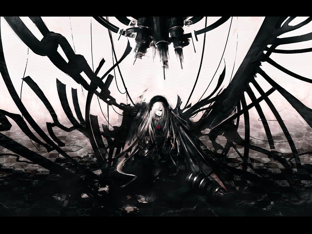Обои для рабочего стола Suigintou из аниме Rozen Maiden, девушка прикована цепями