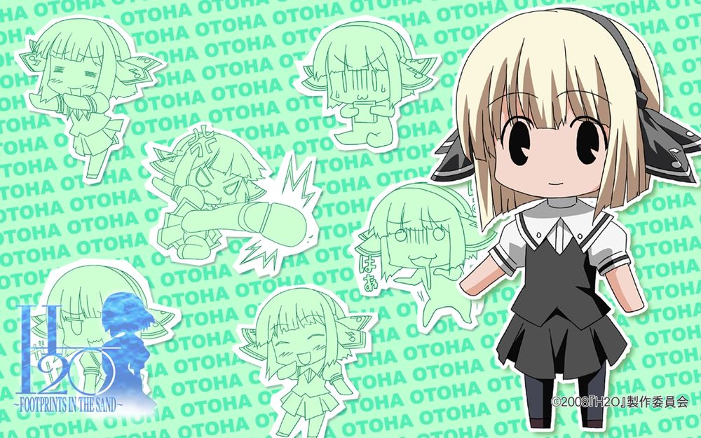 Обои для рабочего стола Отоха-тян в чиби стиле, аниме 'H2O: следы на песке' (OTOHA. H2O footprints in the sand)