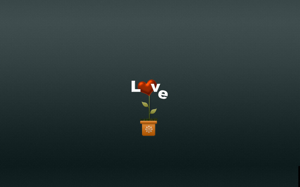 Обои для рабочего стола В горшке растет сердечко (LOVE)