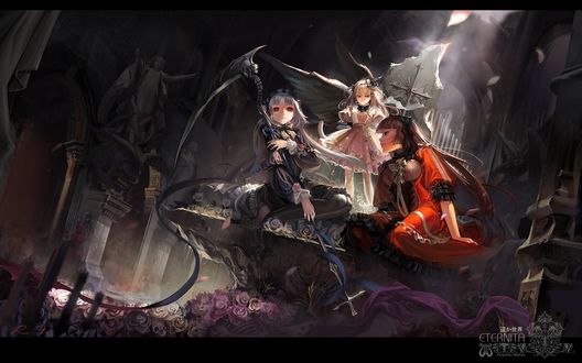 Обои на рабочий стол Три девушки из аниме 'Rozen Maiden / Девы Розы' (ETERNITA Forgotten Melody)