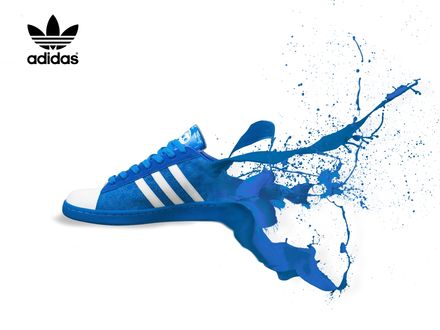 Обои на рабочий стол Реклама Adidas - синий расплескавшийся кед