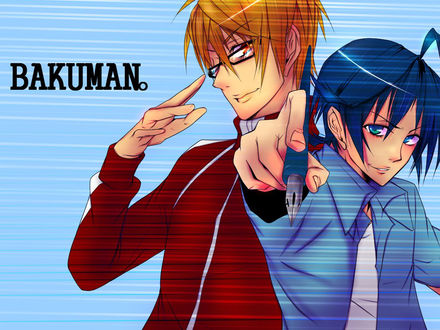 Обои на рабочий стол Аниме 'Бакуман'/ 'Bakuman', Сюдзин и Сайко