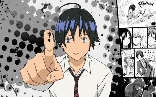Обои на рабочий стол Манга 'Бакуман' / 'Bakuman', Моритака Масиро 'Сайко'