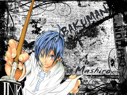 Обои на рабочий стол Mashiro Moritaka / Маширо Моритака из аниме Bakuman / Бакуман, by Takeshi Obata