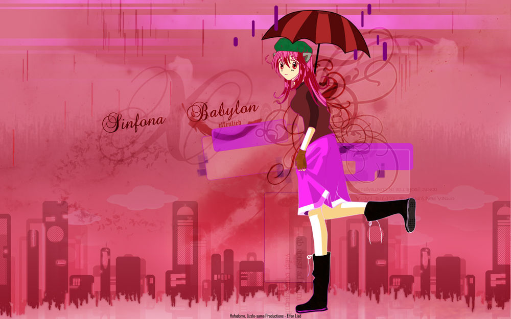 Обои для рабочего стола Люси из аниме Elfen Lied / Эльфийская песнь (Sinfana Babylon, elfenlied)
