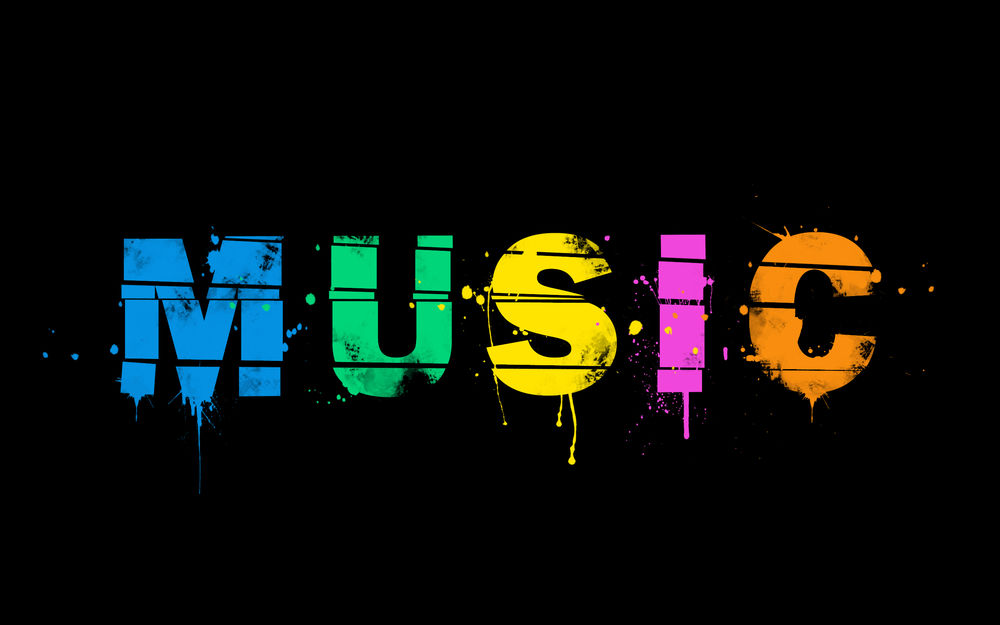 Обои для рабочего стола Надпись Music нарисована краской