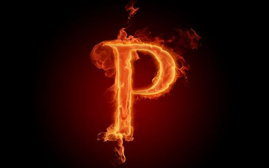 Обои на рабочий стол Горящая буква P