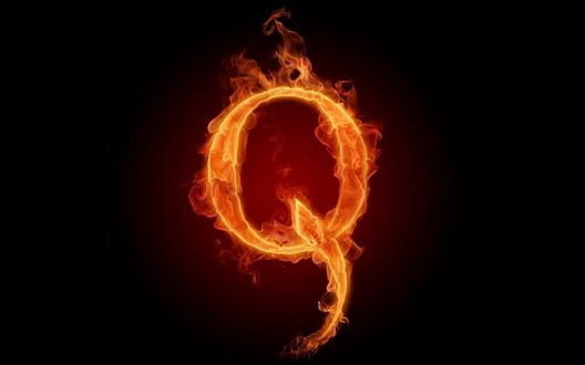 Обои на рабочий стол Горящая буква Q