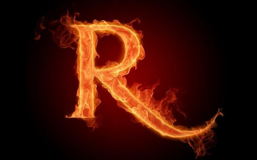 Обои на рабочий стол Горящая буква R
