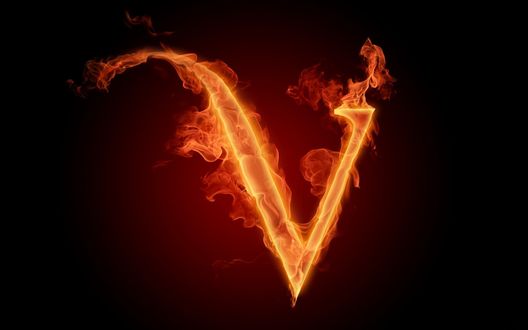 Обои на рабочий стол Горящая буква V