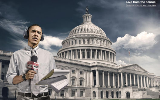 Обои на рабочий стол Абама - ведущий на CNN (LIVE FROM THE SOURSE. Foreign politics Mon-Fri at 2 PM)