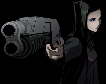 Обои на рабочий стол Рил Мейер с пистолетом из аниме Ergo Proxy / Эрго Прокси