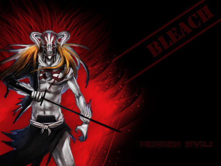 Обои на рабочий стол Ичиго Куросаки из аниме 'Bleach / Блич' в форме пустого (Hidden Evil!)