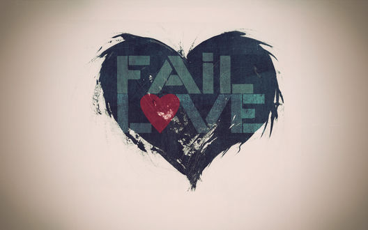 Обои на рабочий стол В черном сердце надпись Fail love