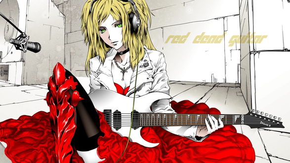 Обои на рабочий стол Девушка с электрогитарой на студии звукозаписи (rad dead guitar)