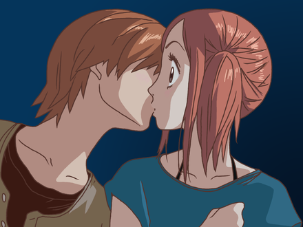 Обои на рабочий стол Отани целует Рису из аниме 'Lovely complex'