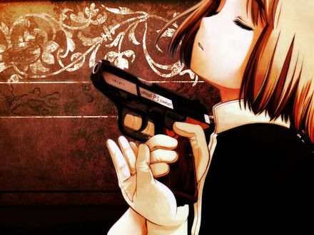 Обои на рабочий стол Генриетта из аниме 'Школа убийц / Gunslinger Girl' с пистолетом