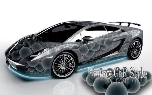 Обои на рабочий стол Фантазийная модель авто с шарами для боулинга (Fantazy Car Style)