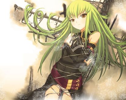 Обои на рабочий стол Сисиль из аниме 'Code Geass / Код Гиасс' на кресте