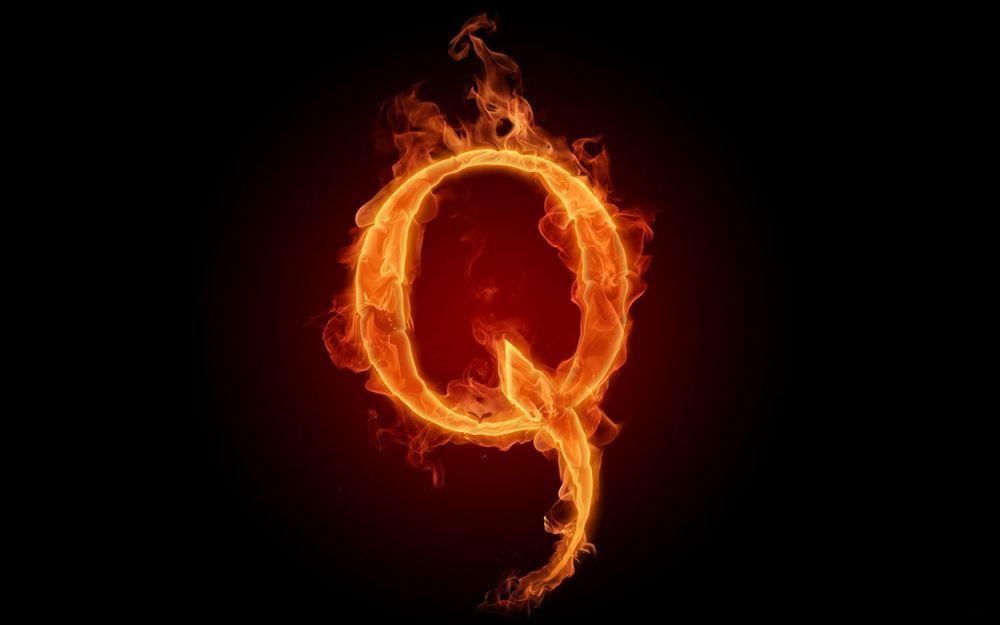 Обои для рабочего стола Горящая буква Q