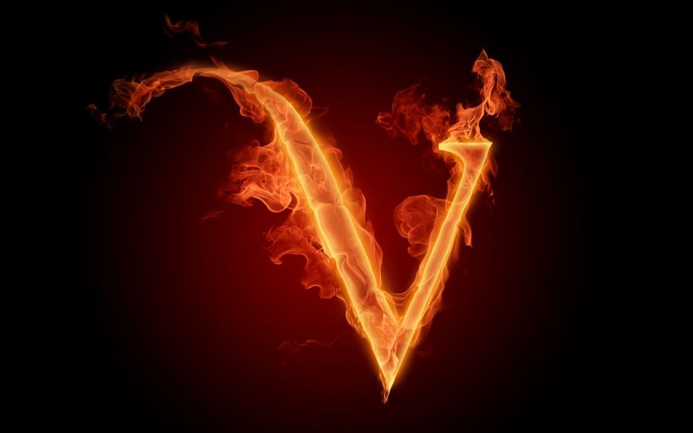 Обои для рабочего стола Горящая буква V