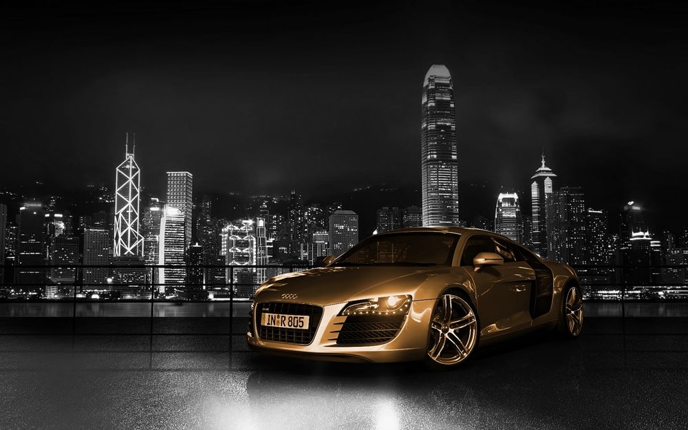 Обои для рабочего стола Audi R8 Gold