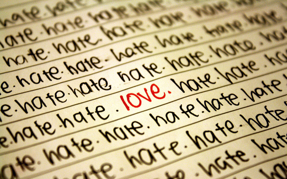 Обои для рабочего стола Среди моря ненависти есть любовь (love hate)