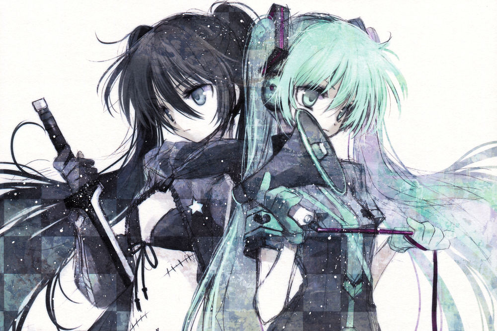 Обои для рабочего стола Black Rock Sooter & Vocaloid Hatsune Miku