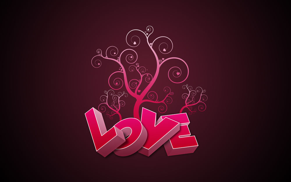 Обои для рабочего стола Из слова Любовь растут розовые деревья (love)