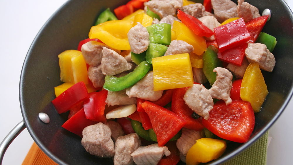 Обои для рабочего стола Овощи с мясом