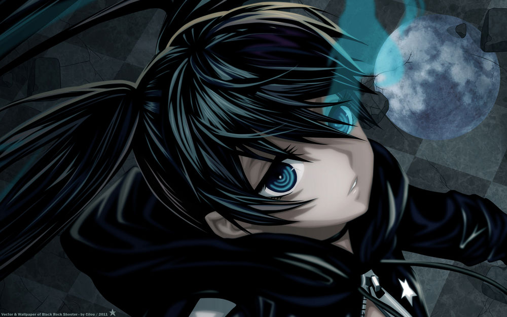 Обои для рабочего стола Стрелок с Чёрной скалы (Vector & Wallpaper of Black Rock Shooter by Cilou / 2011)