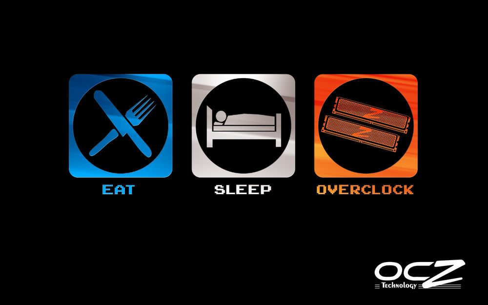 Обои для рабочего стола EAT, BLEEP, OVERCLOCK-OCZ Tehnology