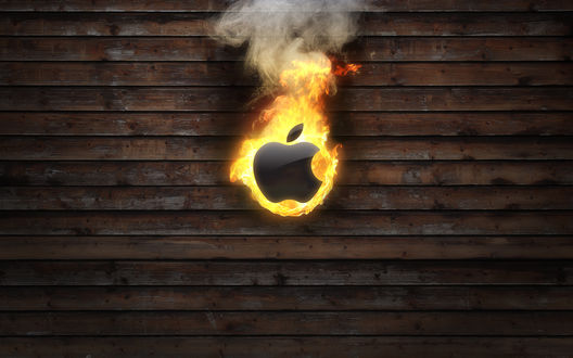 Обои на рабочий стол Горящий Apple