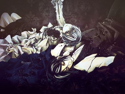 Обои на рабочий стол Себастьян и Сиель из аниме 'Темный дворецкий' / Sebastian and Ciel 'Kuroshitsuji' (Contract)