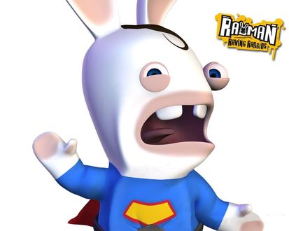 Обои на рабочий стол Бешеный кролик - пародия на супермена (Rayman Raving Rabbids)