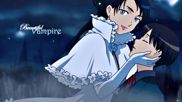 Обои на рабочий стол Дива с Риком (Beautiful Vampire), аниме Blood+