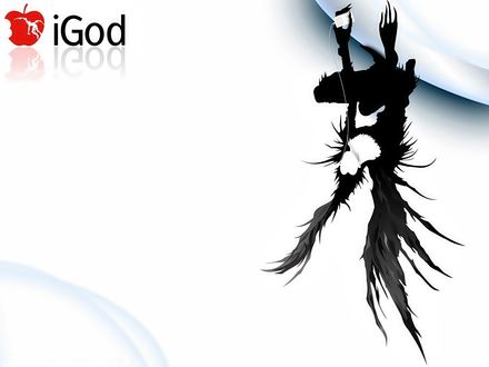 Обои на рабочий стол Силуэт Рюука в рекламе iPod (iGod), аниме Death Note / Тетрадь Смерти