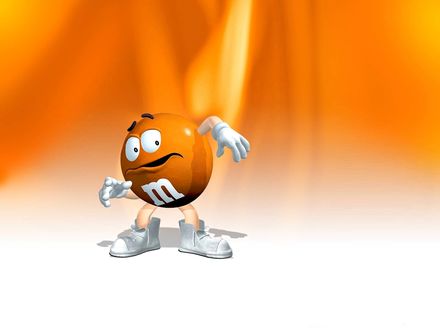 Обои на рабочий стол Уворачивающийся от чего-то Оранжевый m&m's