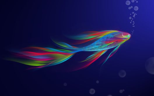 Обои на рабочий стол Разноцветная рыбка
