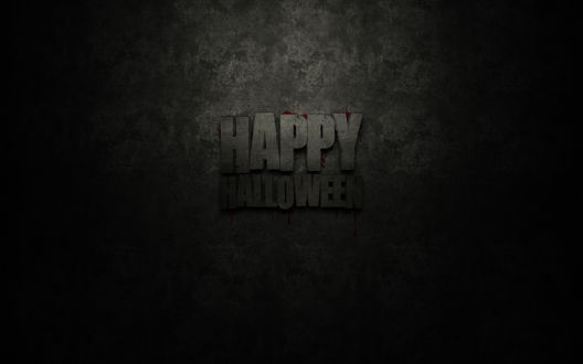 Обои на рабочий стол Окровавленная надпись HAPPY HALLOWEEN на сером фоне