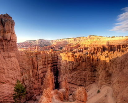 Обои на рабочий стол Глубокий каньон в лучах солнца в Bryce Canyon National Park / Брюс Каньон в Национальном Парке