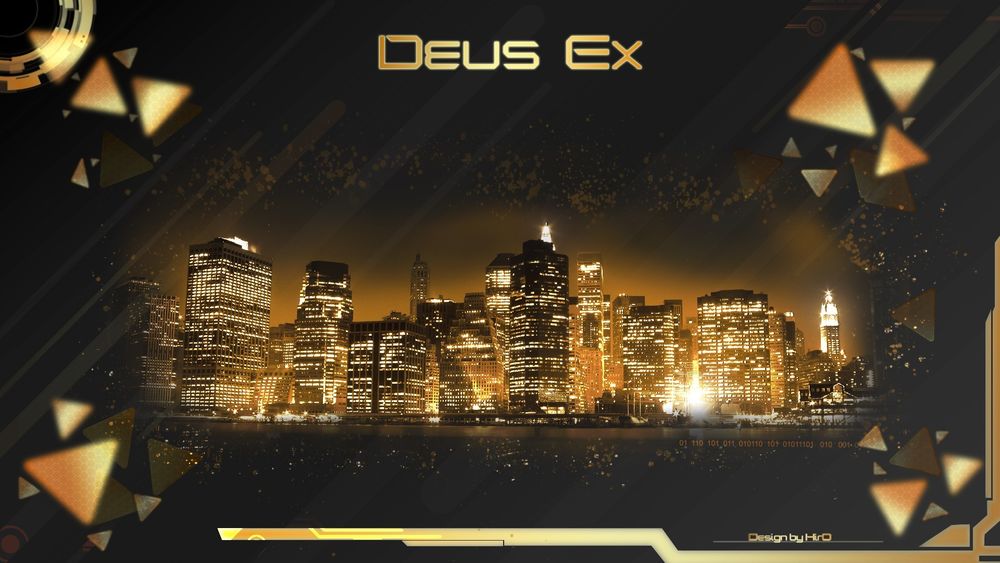 Обои для рабочего стола Ночной город из игры Deus Ex: Human Revolution