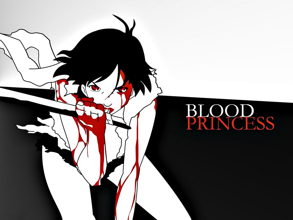 Обои для рабочего стола Сайя с мечом и потеками крови на теле, аниме Blood+ (BLOOD PRINCESS)