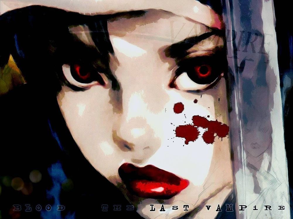 Обои для рабочего стола Сайя с пятнами крови на лице и с мечом (Blood The Last Vampire ), аниме Blood+