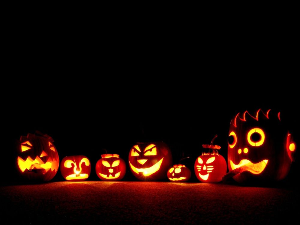 Обои для рабочего стола Собрание разнообразных тыквенных светильников Джека на Хэллоуин / Halloween