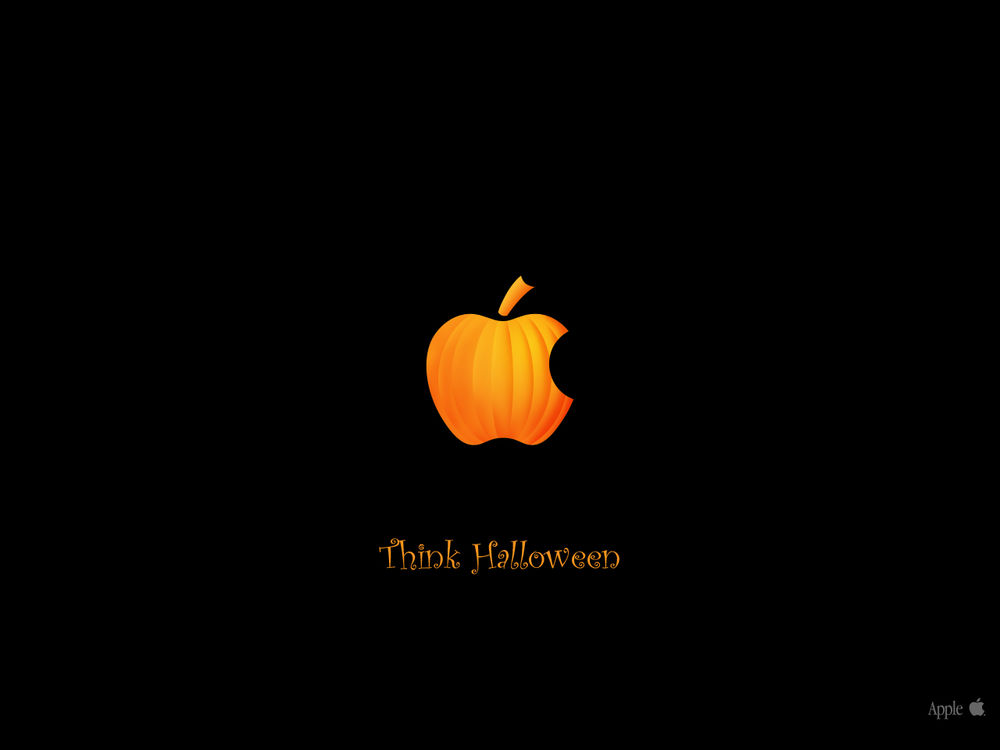 Обои для рабочего стола Тыква на Хэллоуин / светильник Джека в виде логотипа Apple (Think Halloween)