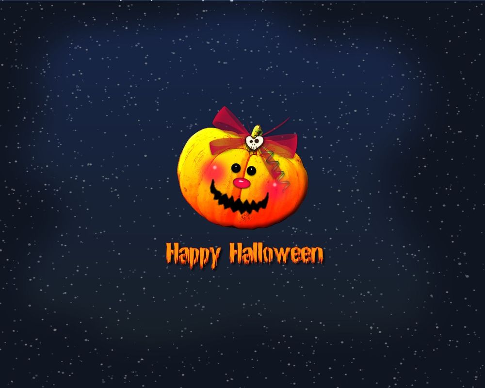 Обои для рабочего стола Happy HalloweenСветильник Джека на звездном небе
