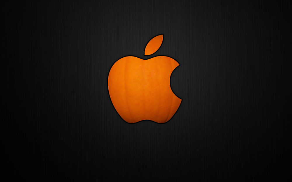 Обои для рабочего стола Логотип Apple в виде тыквы в Хэллоуин