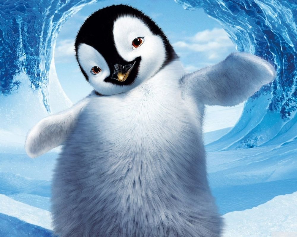 Обои для рабочего стола Милый пингвин в ледяной пустыне из фильма Happy Feet / Делай ноги